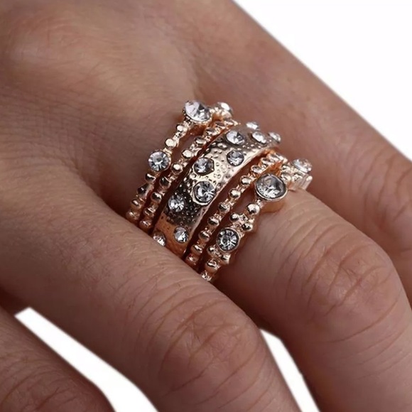 NWT • gold crystal ring set - Picture 2 of 6